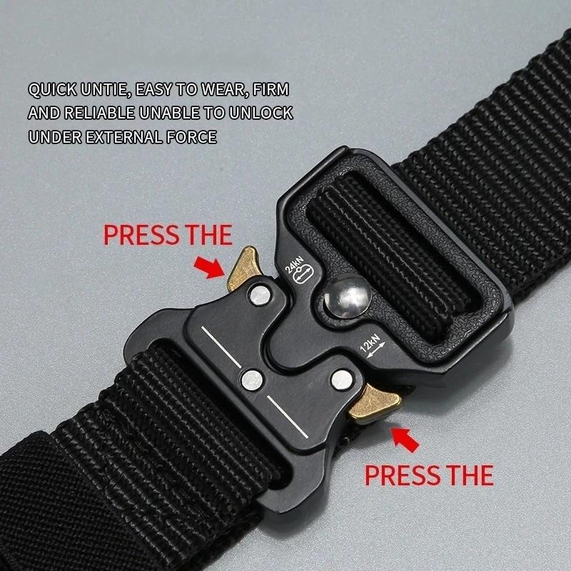Ceinture tactique de chasse en plein air pour hommes, boucle multifonctionnelle en Nylon, ceinture e