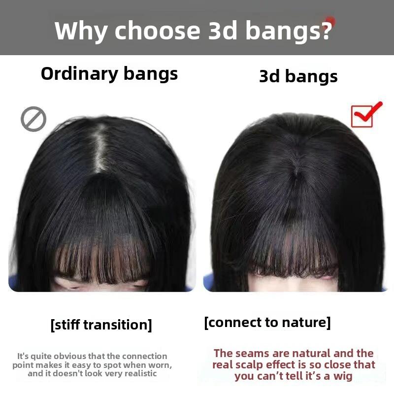 Frange de cheveux frange latérale pour femmes 3D partie centrale fausse frange Extensions à clips po