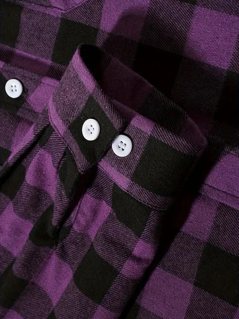 Chemise à carreaux décontractée à simple boutonnage pour hommes, chemise à manches longues, double p