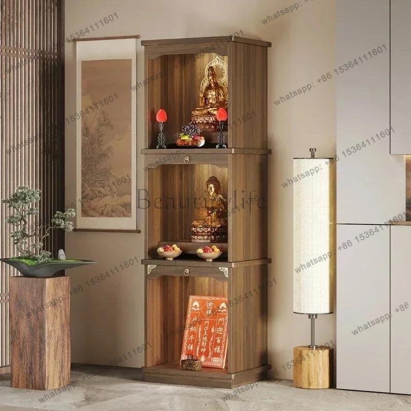 Yj7 – niche bouddhiste en bois massif, armoire verticale chinoise, table de offrant à trois couches,
