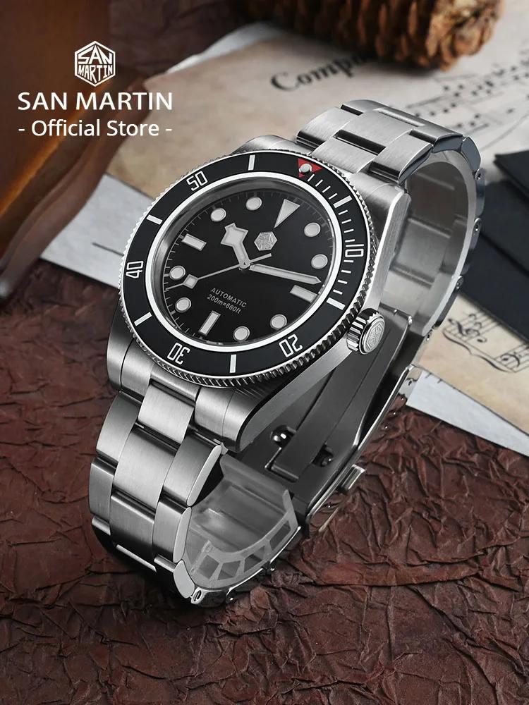 San Martin – montre de plongée rétro de luxe pour hommes, 40mm BB58, NH35, automatique, mécanique, s