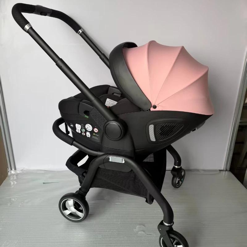 Poussette bébé rose 4-en-1 neuve avec nacelle - Siège auto multifonction pliable livraison UE