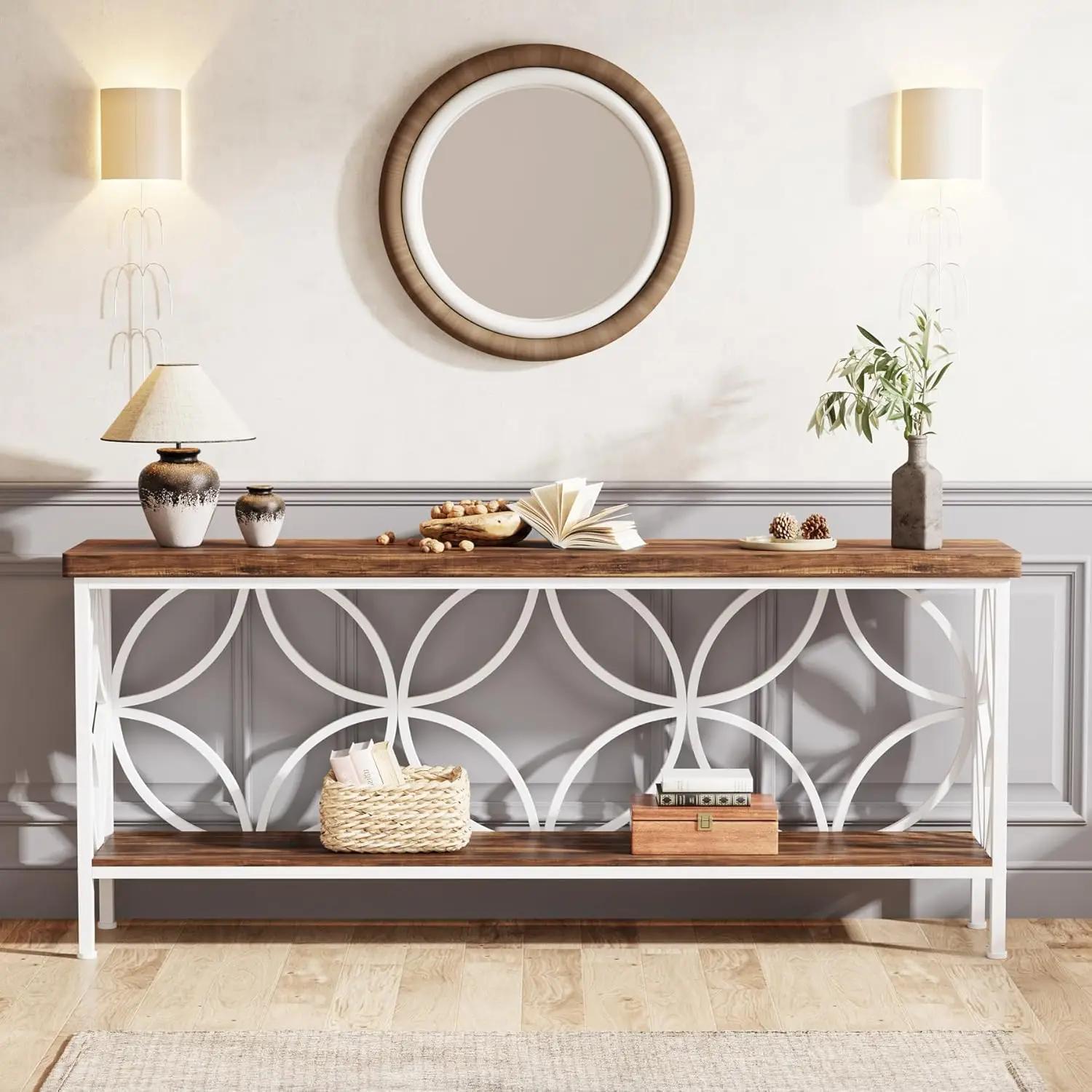 Table de canapé étroite de 70 à 9 pouces, table de canapé longue industrielle derrière le canapé, ta