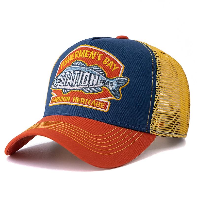Casquette de pêche d'été unisexe, chapeau de camionneur en maille respirante pour hommes et femmes,