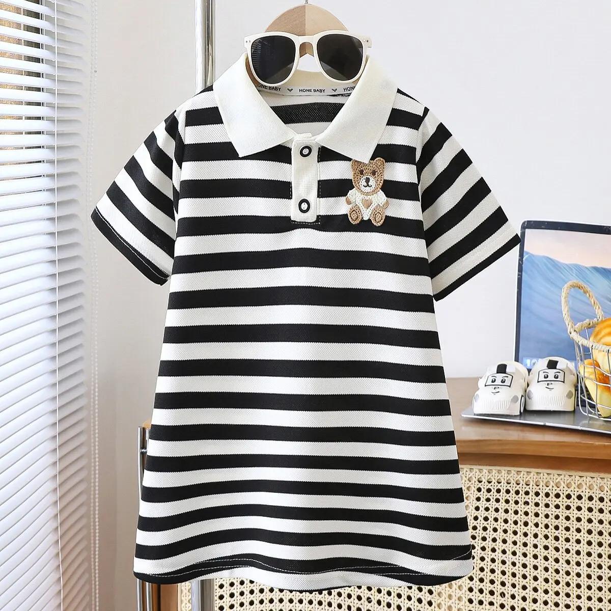 Robe d'été pour filles, édition coréenne, rayée, revers fraise, tenue décontractée, nouvelle collect