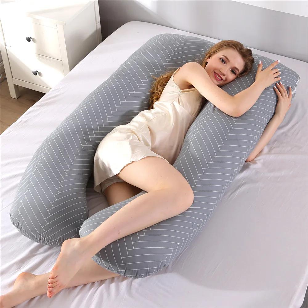 PANGDUBE oreiller de grossesse 130*70 cm oreiller de taille de couchage pour les femmes enceintes or