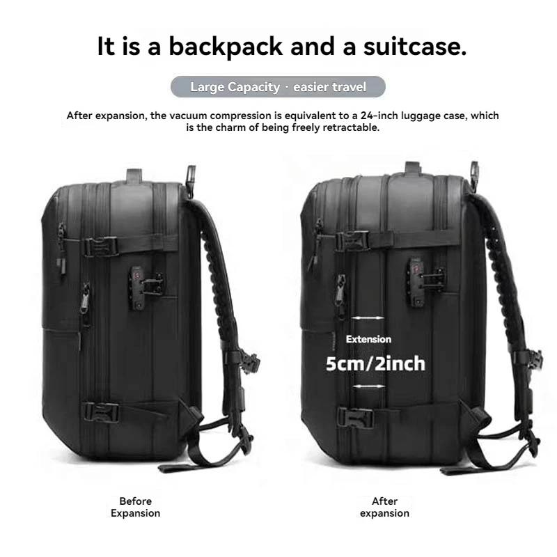 Sac à dos de voyage scellé sous vide, système de compression d'air extensible, serrure TSA étanche,
