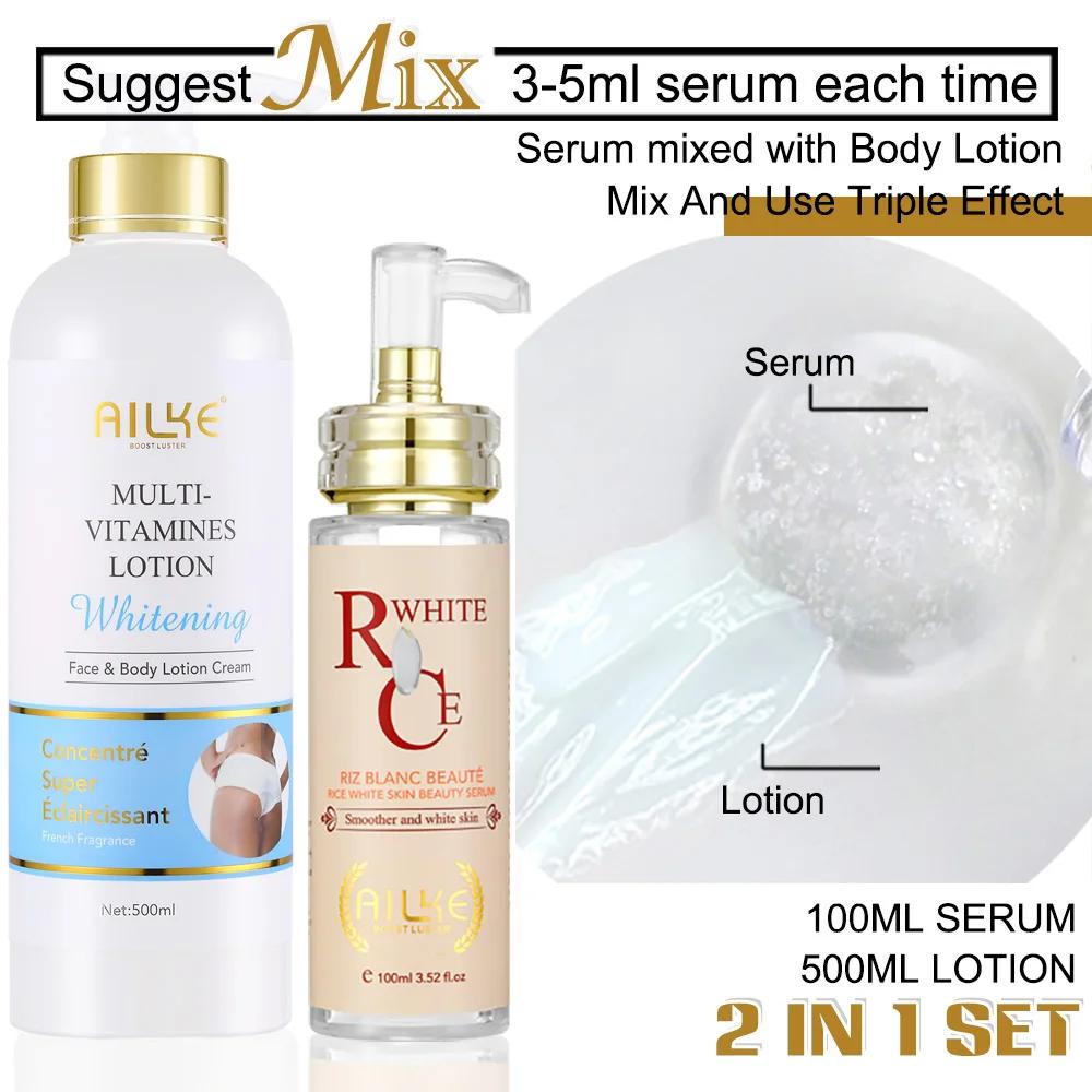 Lotion corporelle multi-vitaminée AILKE, éclaircit, illumine, élimine les taches brunes, l'hyperpigm
