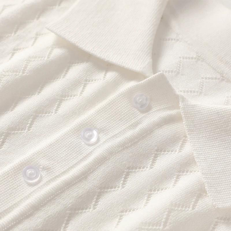 MVCircFLRT-T-shirt à manches courtes pour homme, polo en tricot respirant, chemise fine, chemise d'a