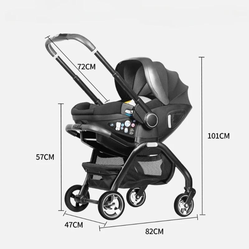 Poussette bébé rose 4-en-1 toute neuve. Poussette portable pour bébé, siège auto pour enfant, bercea