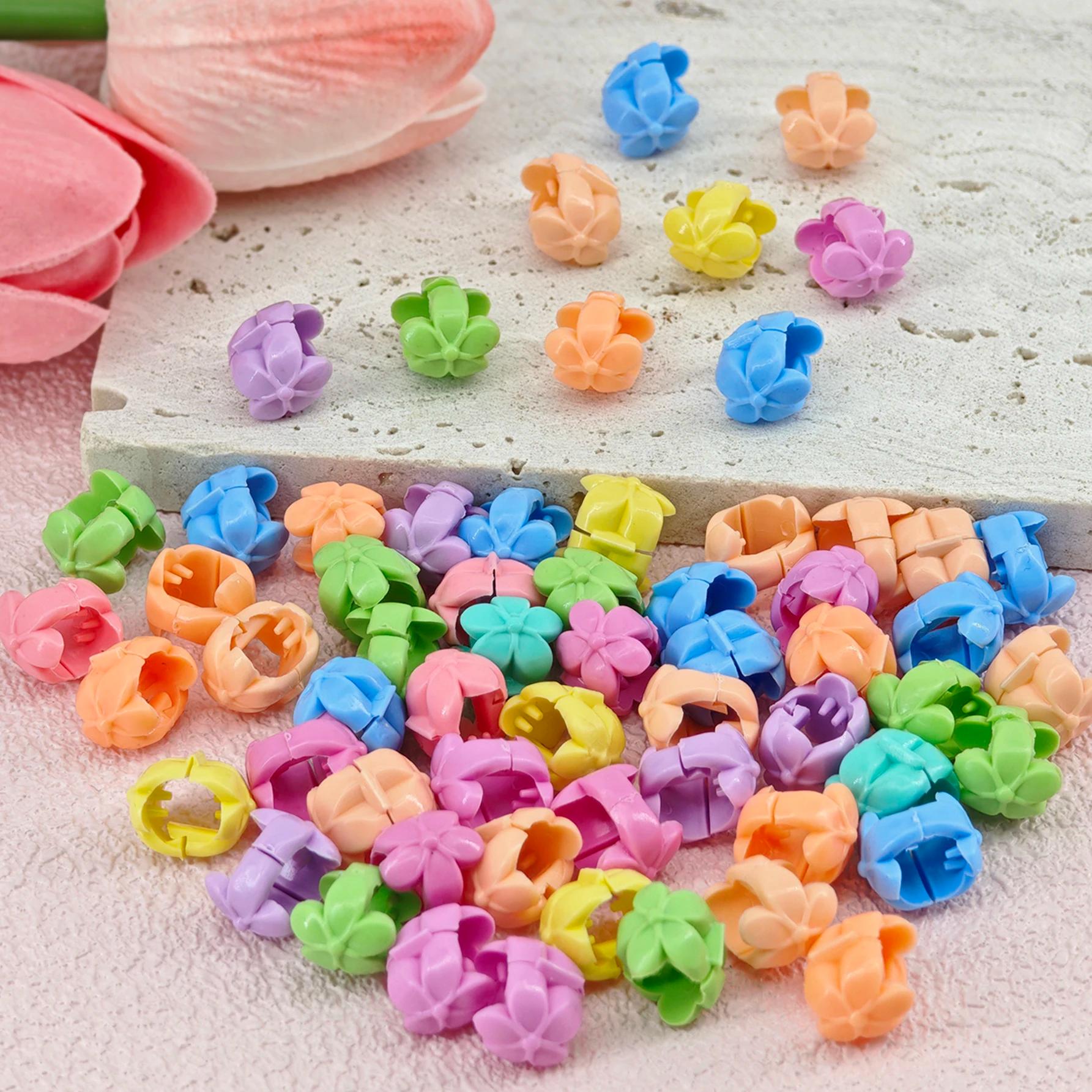 60 pièces tresses de cheveux perles chapeaux mignon bonbons couleurs plastique été pinces à cheveux