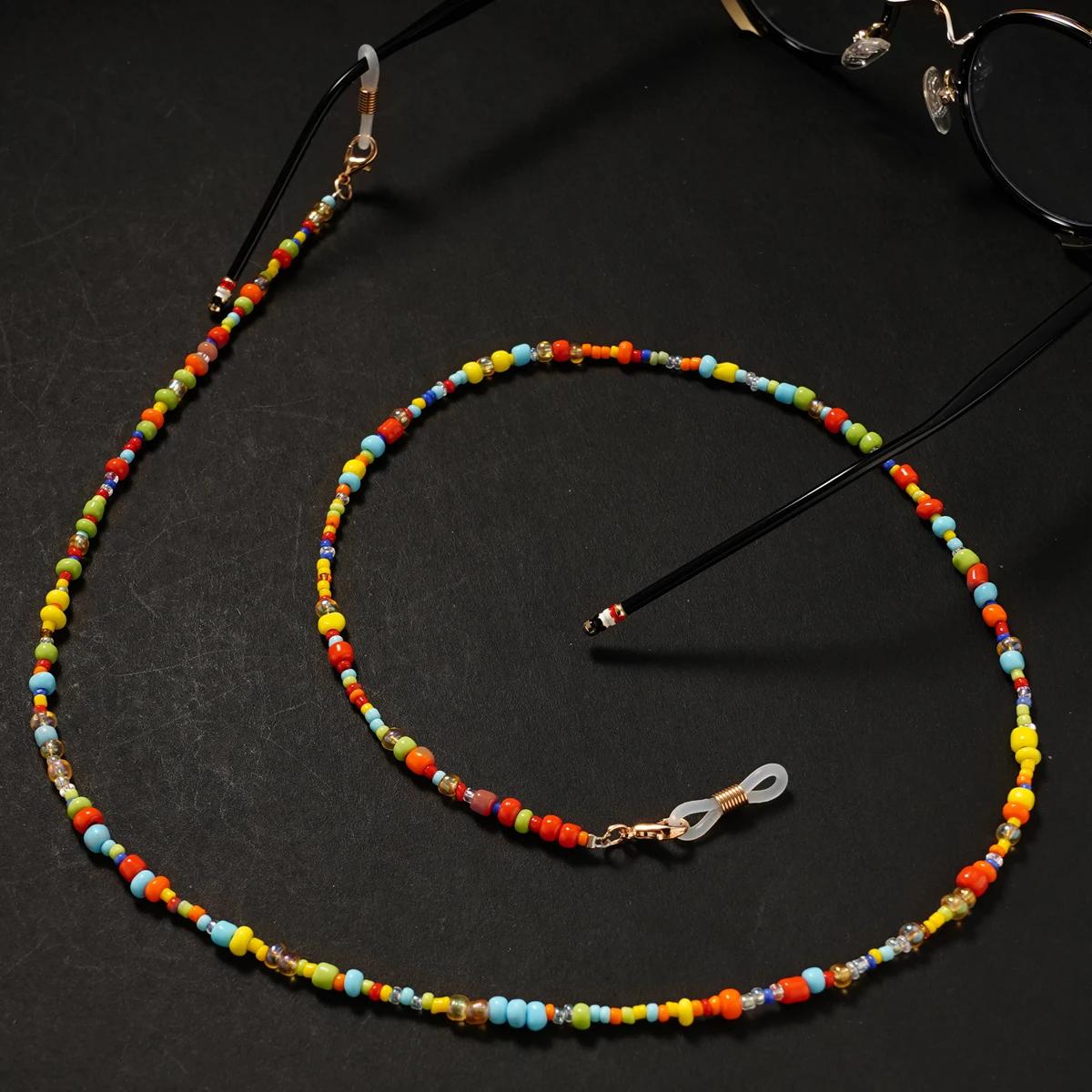 Chaînes de masquage de lunettes de soleil pour femmes, perles acryliques et cristal, lanière en verr