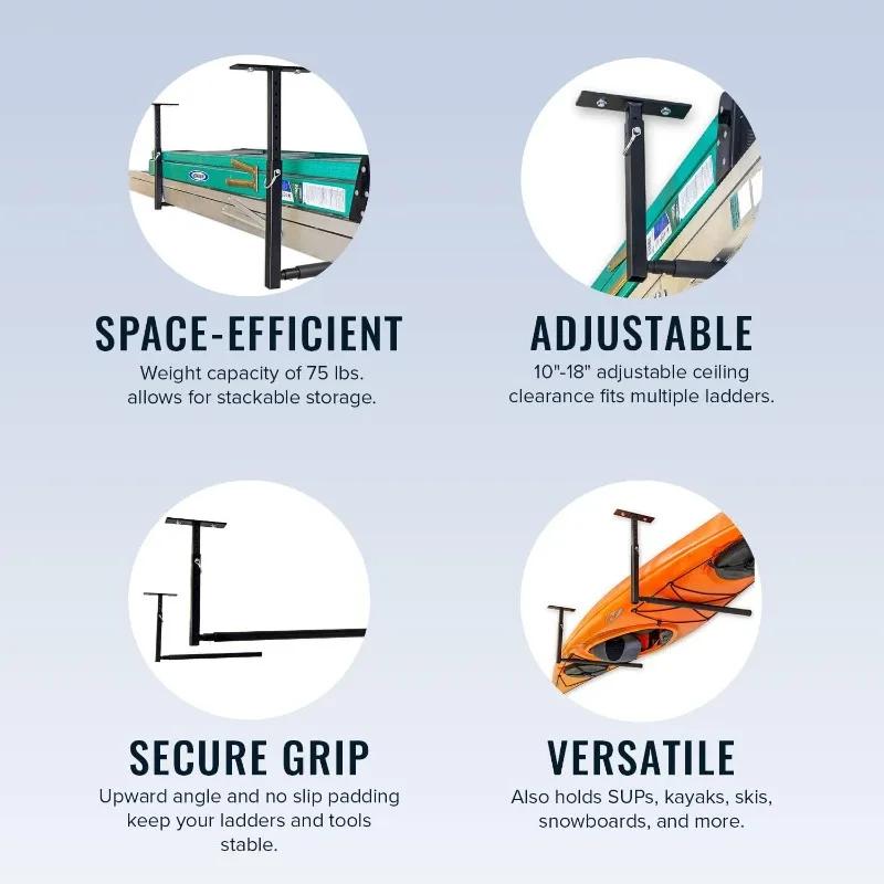 Support de plafond réglable – Support d'échelle de plafond de garage Hi Port 2 | Rangement d'échel