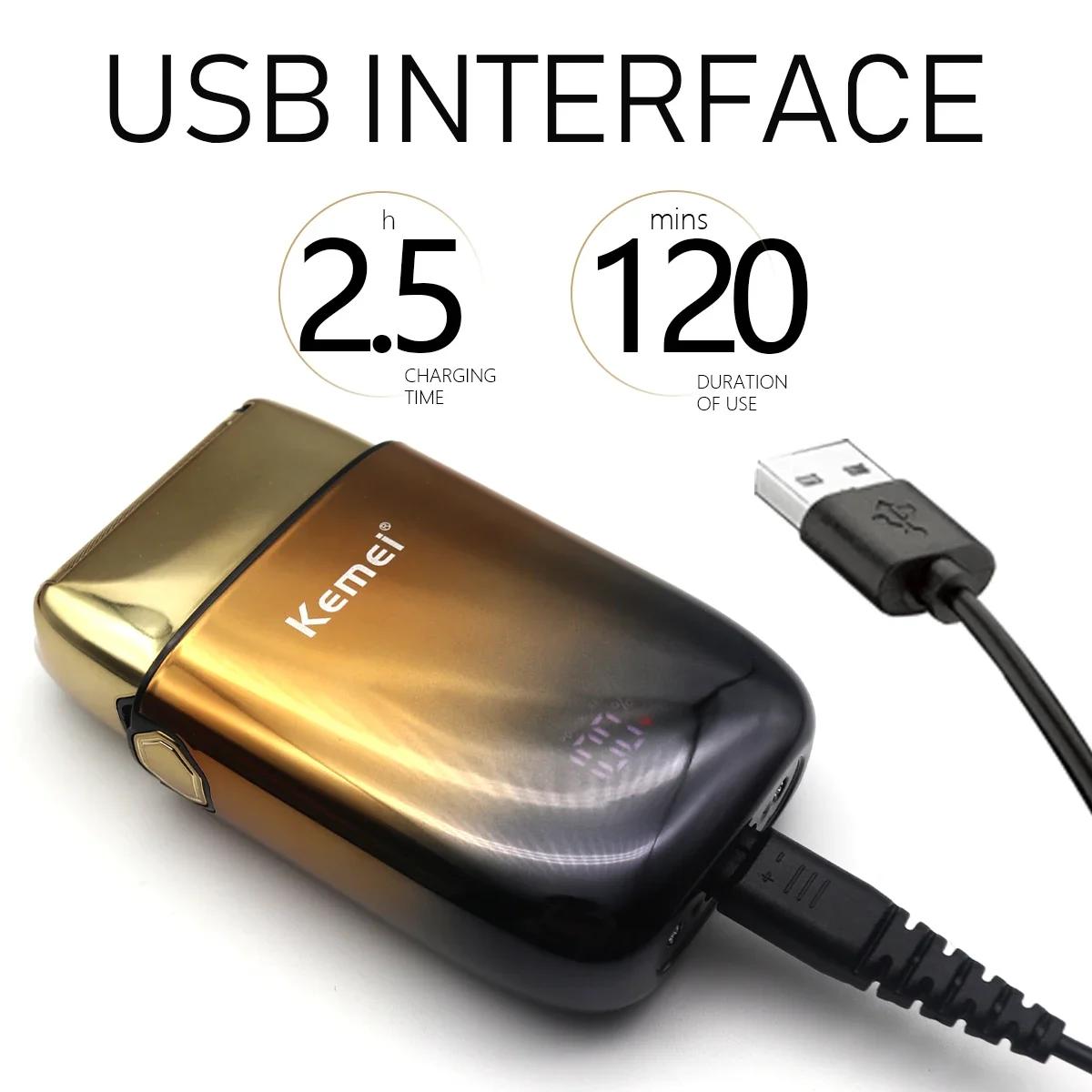 Kemei-KM-TX10 Machine à raser professionnelle pour hommes-lames à double feuille détachables USB cha