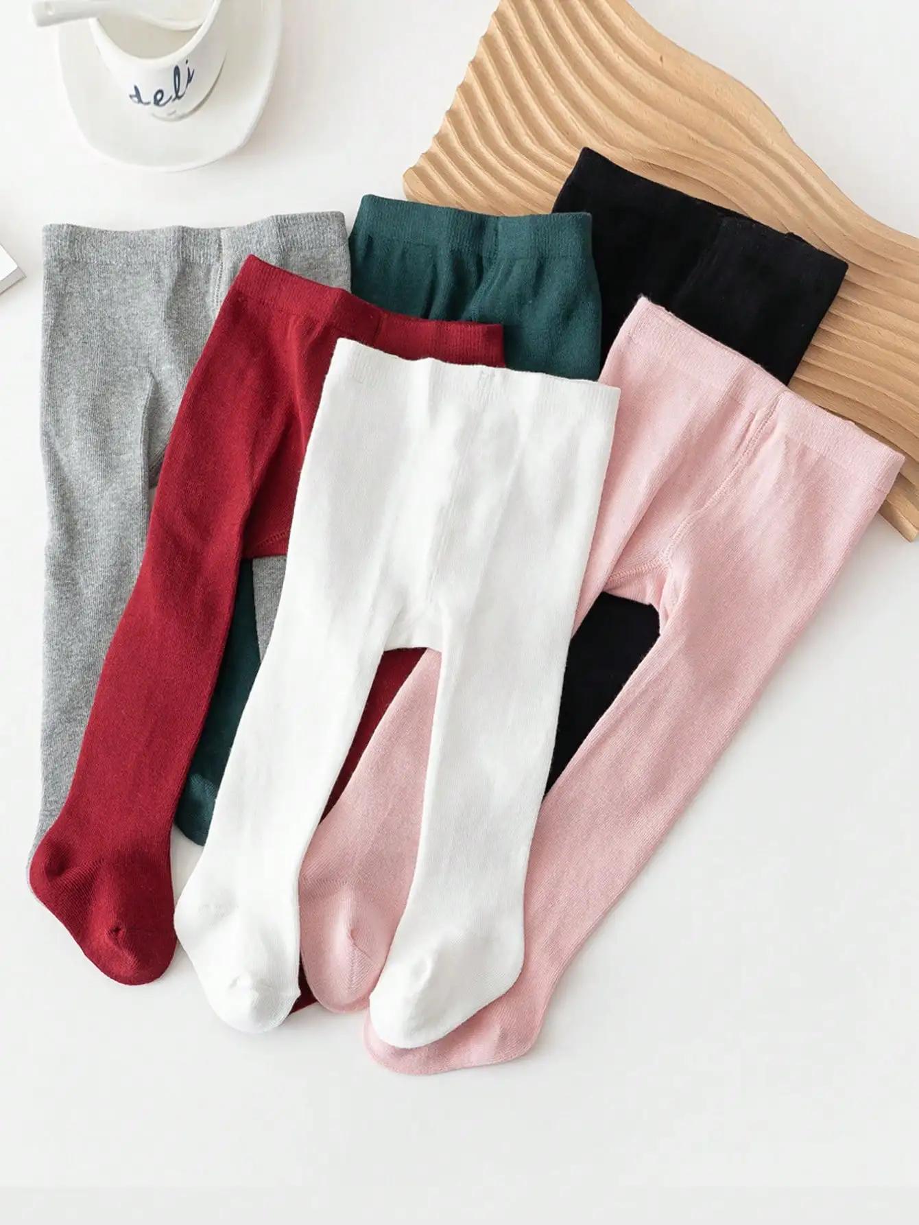 Nouveau bébé filles collants nouveau-né taille élastique couleur unie bas Slim Fit chaussettes colla