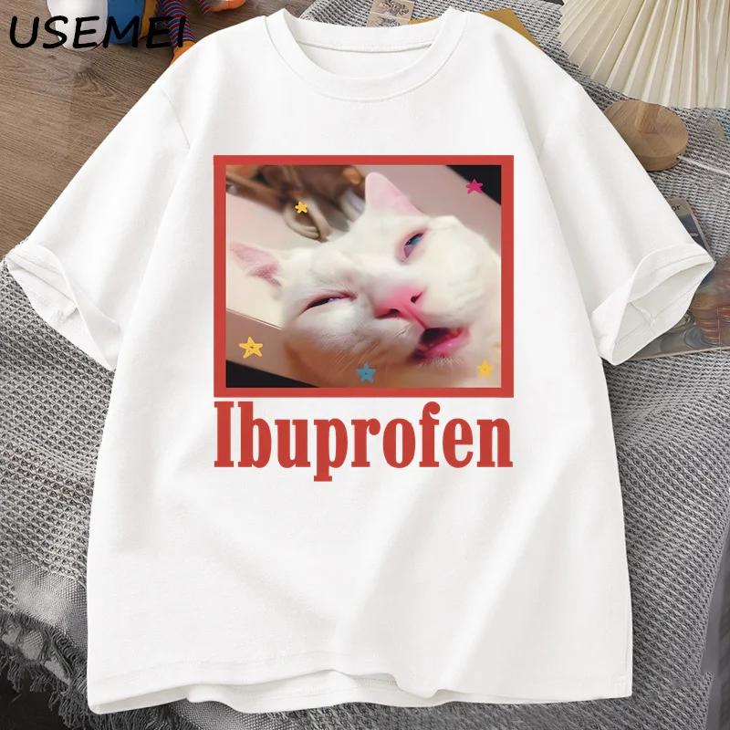 Ibuprofen chat Meme T-Shirt drôle chat graphique T-Shirt mignon chat amant coton T-Shirt décontracté