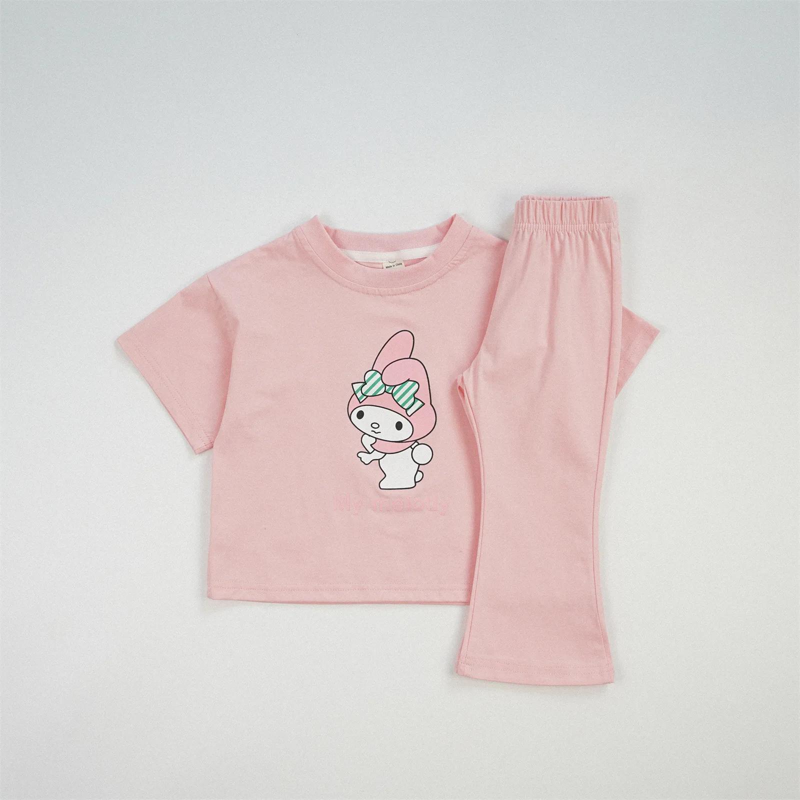 Ensemble de vêtements d'été pour bébés filles, T-shirt imprimé de dessin animé Sanrio cannelle et co