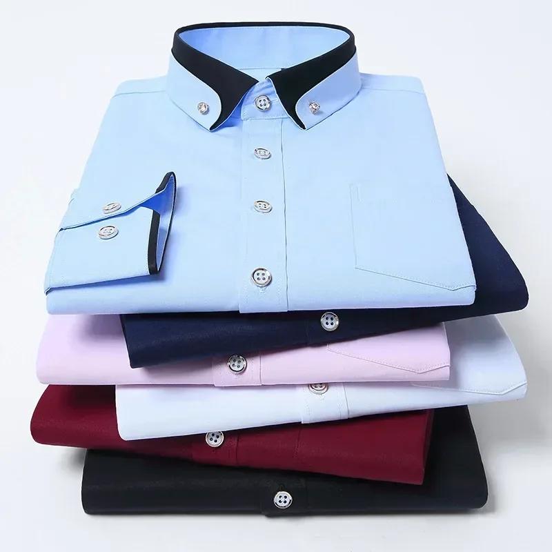 Chemise élastique à manches longues pour hommes, chemise d'affaires décontractée, chemise confortabl