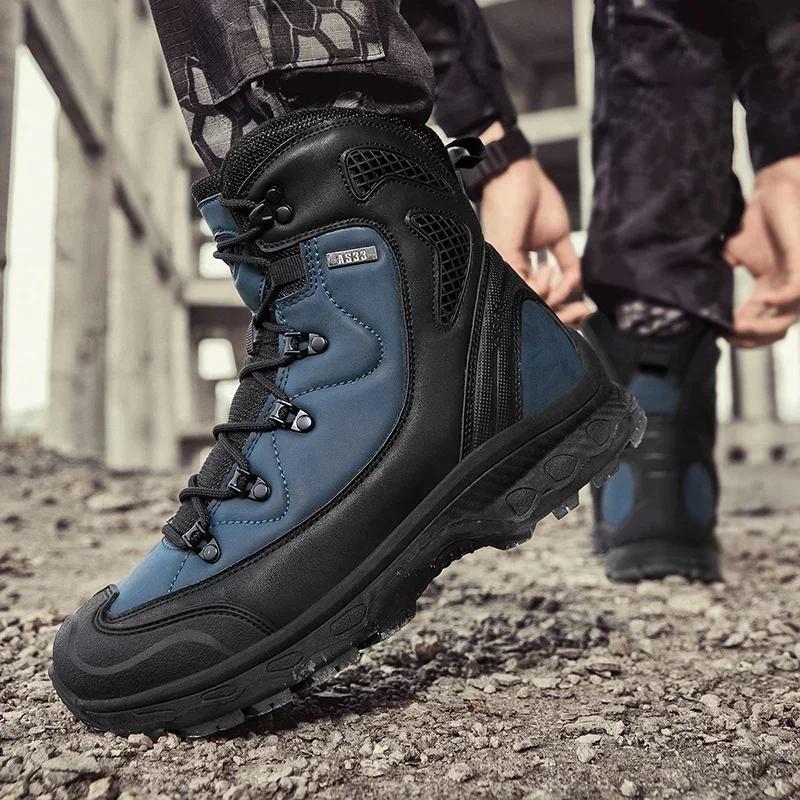 Bottes du désert en cuir pour hommes, respirantes, antidérapantes, imperméables, pour la chasse, la