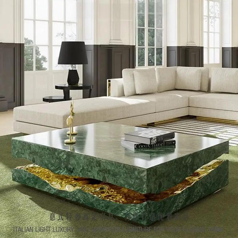 Table basse en marbre italien de luxe sur mesure, toutes tailles, base en métal, pour villa, manoir,
