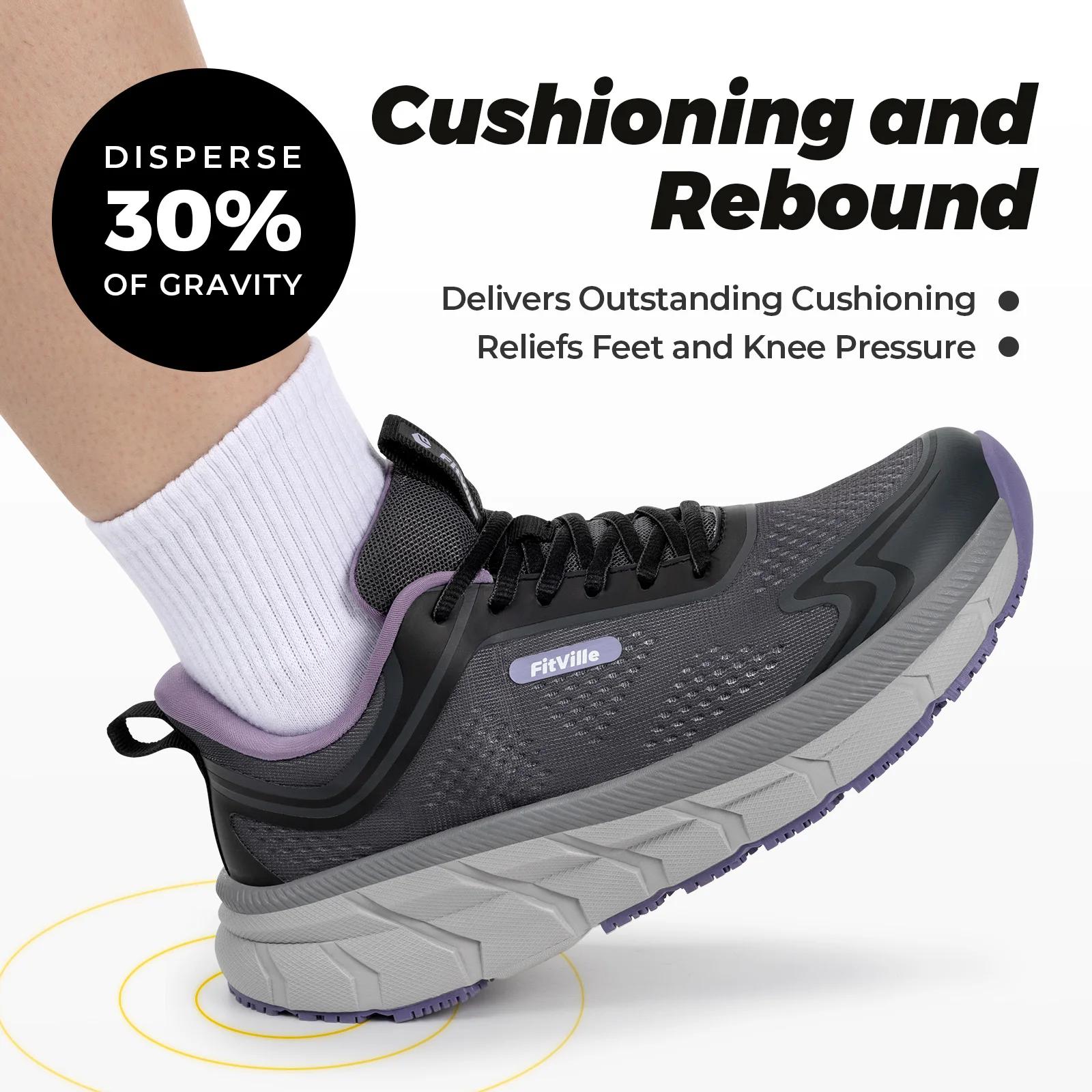 Chaussures de course pour femmes Fitville, chaussures de sport à large boîte à orteils, antidérapant
