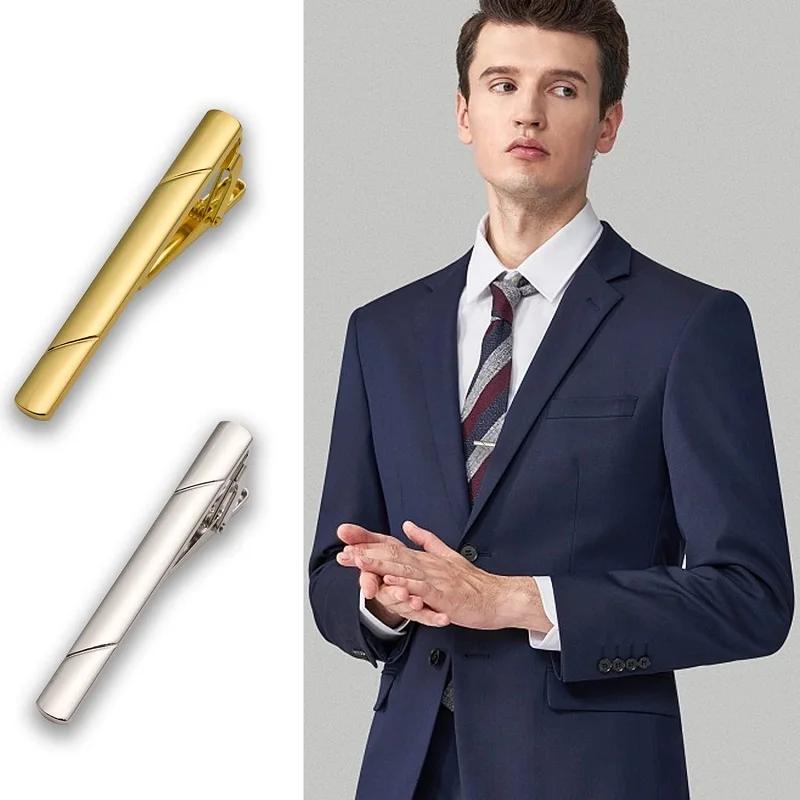 Pinces à cravate pour hommes, 5.8x0.6cm, Kit de cravate ferme, fermoir à barre Simple LD01
