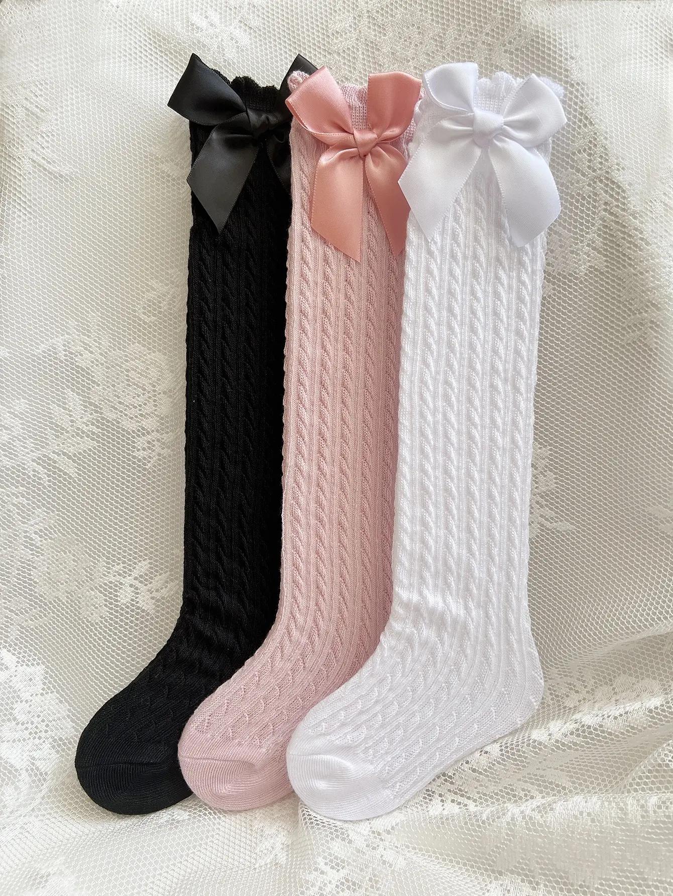 3 paires de chaussettes longues au-dessus du mollet pour filles