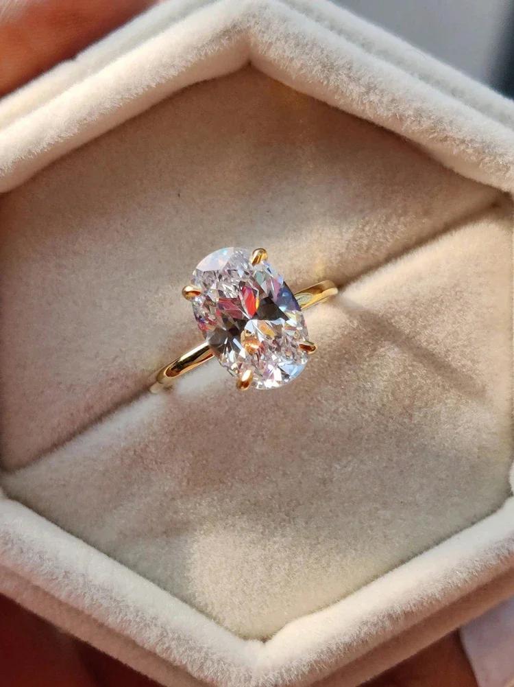 ROUSLY – bague ovale en argent Sterling 925 brillant pour femmes, pierre ovale en Zircon de 1 à 8CT,
