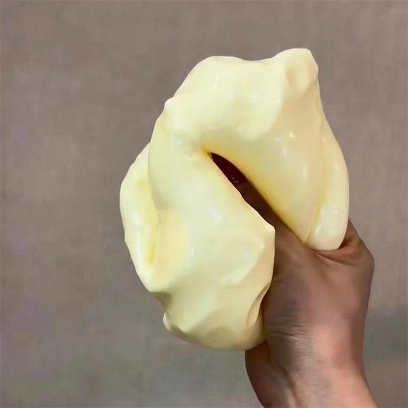 Balle anti-stress géante en forme de cube de fromage, jouet sensoriel ASMR non rebondissant, cadeau