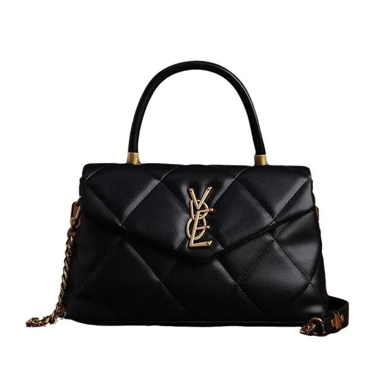 Sac à main haut de gamme avec grille de diamant, sac à bandoulière polyvalent avec chaîne à la mode,