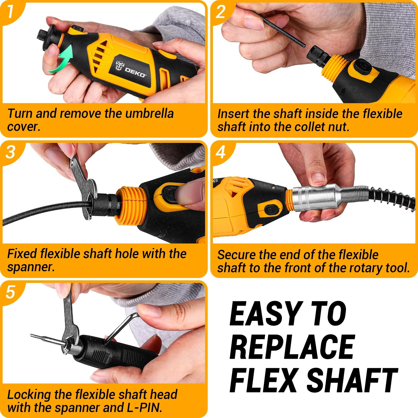 DEKO Kit d'outils rotatifs outils rotatifs manuels électriques Mini pour bois/métal, meuleuse électr