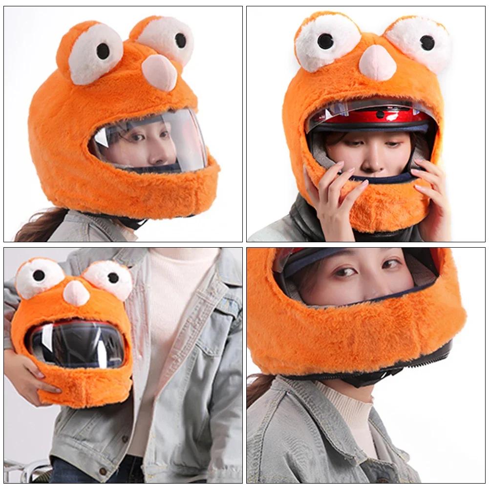 Housses de casque de moto, couverture de protection complète, en peluche, dessins animés amusants, p