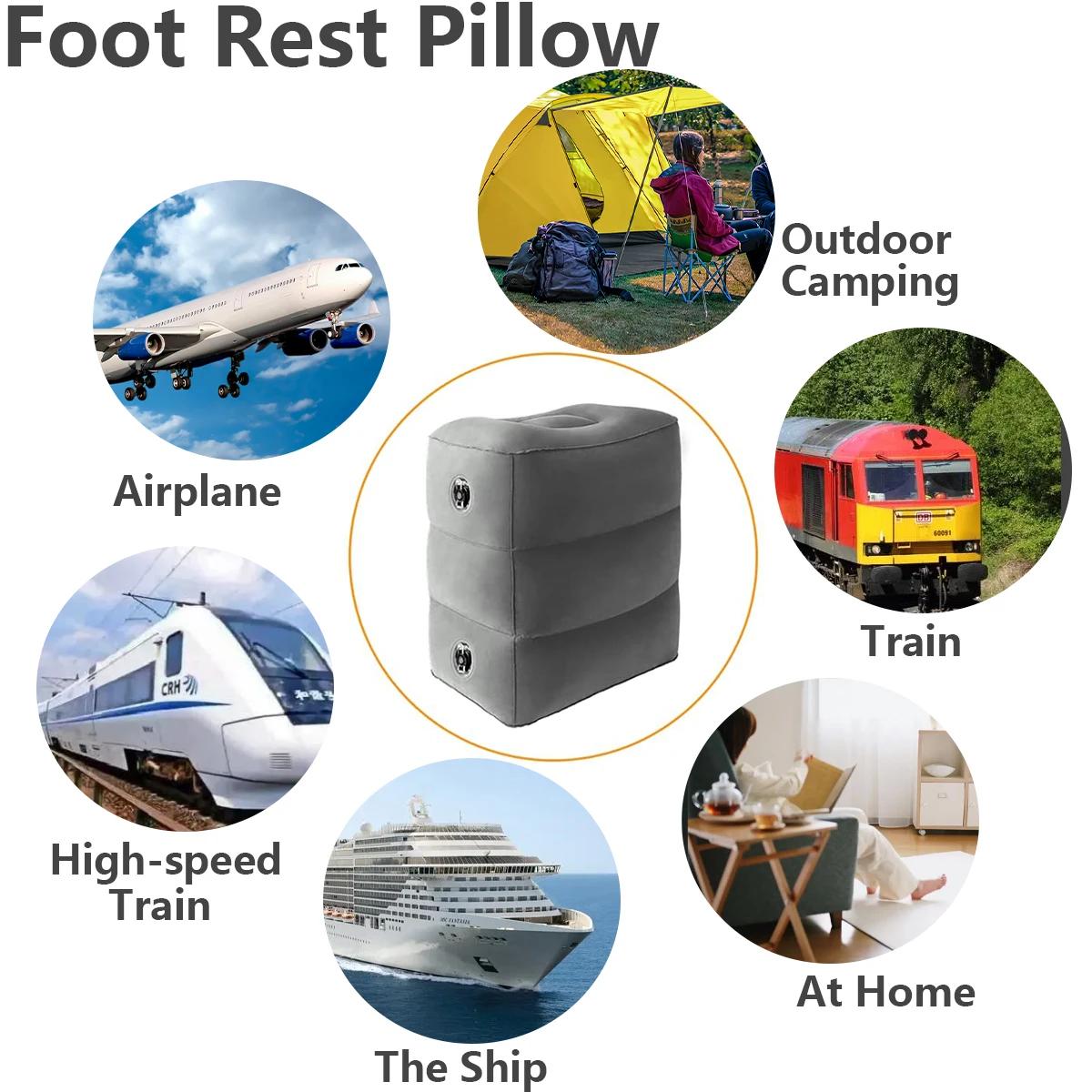 Oreiller gonflable de repose-pieds de couchage pour les voyages aériens, coussin de repose-pieds de