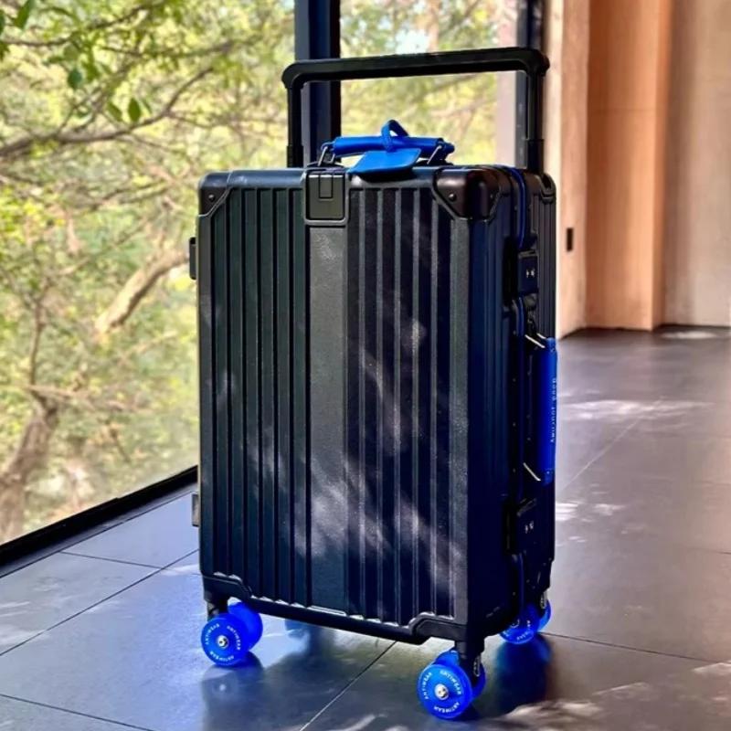Valise à guidon large, bagage roulant, cadre en aluminium de grande capacité, boîtier de chariot ave