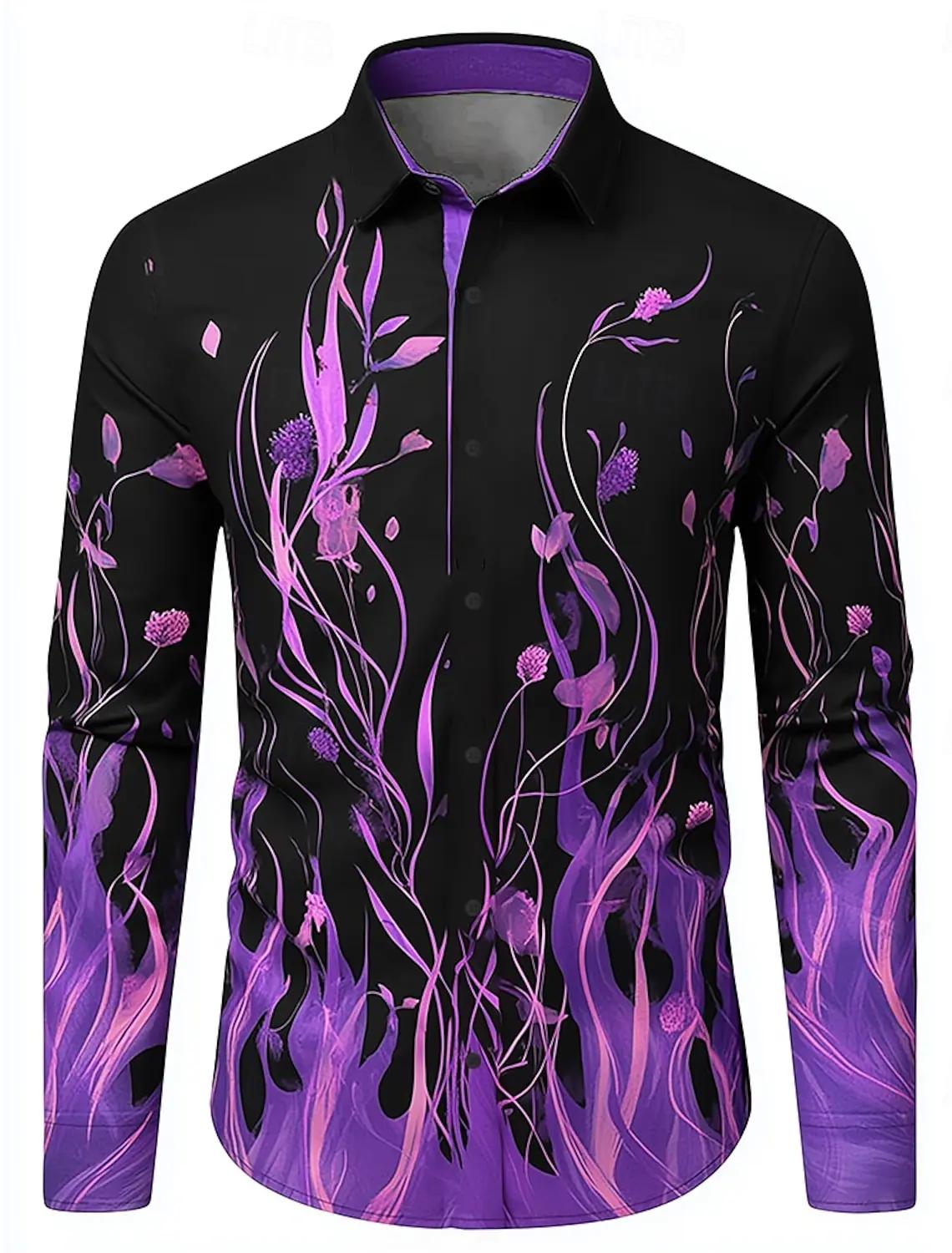 Hip Hop flamme impression chemise hommes Streetwear 2025 mode à manches longues hauts urbain à la mo