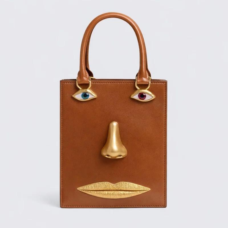 Sac à main vintage 3D pour femme en cuir PU de haute qualité, sac carré avec décoration œil de bijou
