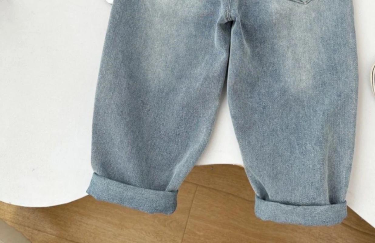 Nouveau pantalon pour enfants Printemps 2026 – Jean en denim ample pour garçons avec imprimé dessin