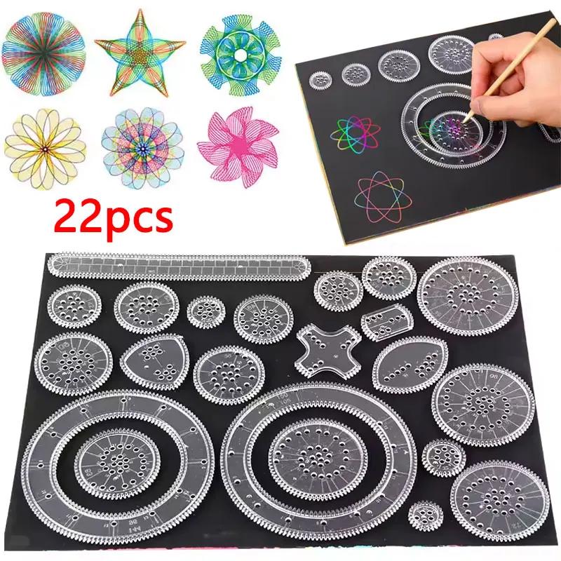 Ensemble de pochoirs de dessin pour spirographe, engrenages créatifs, géométrie, modèle de peinture,