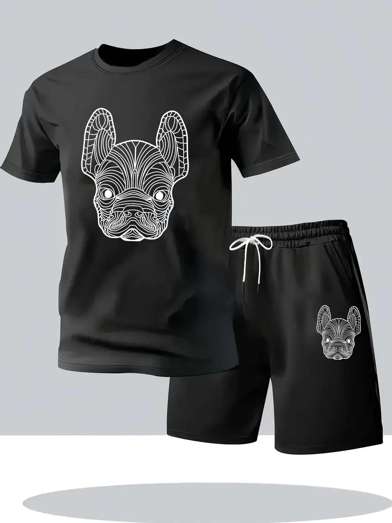Ensemble t-shirt et short à manches courtes pour hommes, séchage rapide, décontracté, mode urbaine,