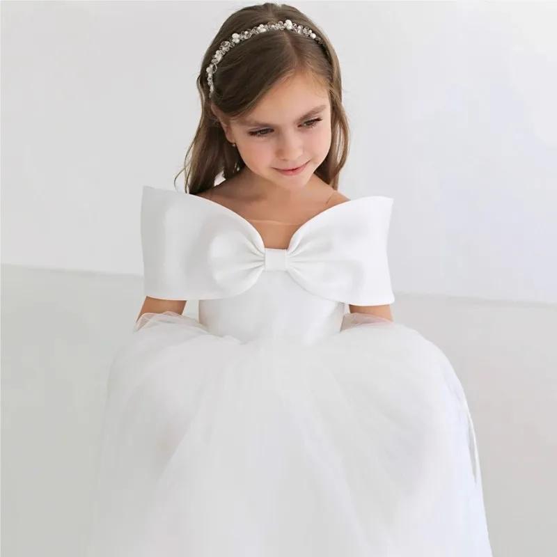 Robe Tutu Princesse à Nœud pour Bébé Fille, Épaules Dénudées, Élégante en Tulle, pour Mariage, Anniv