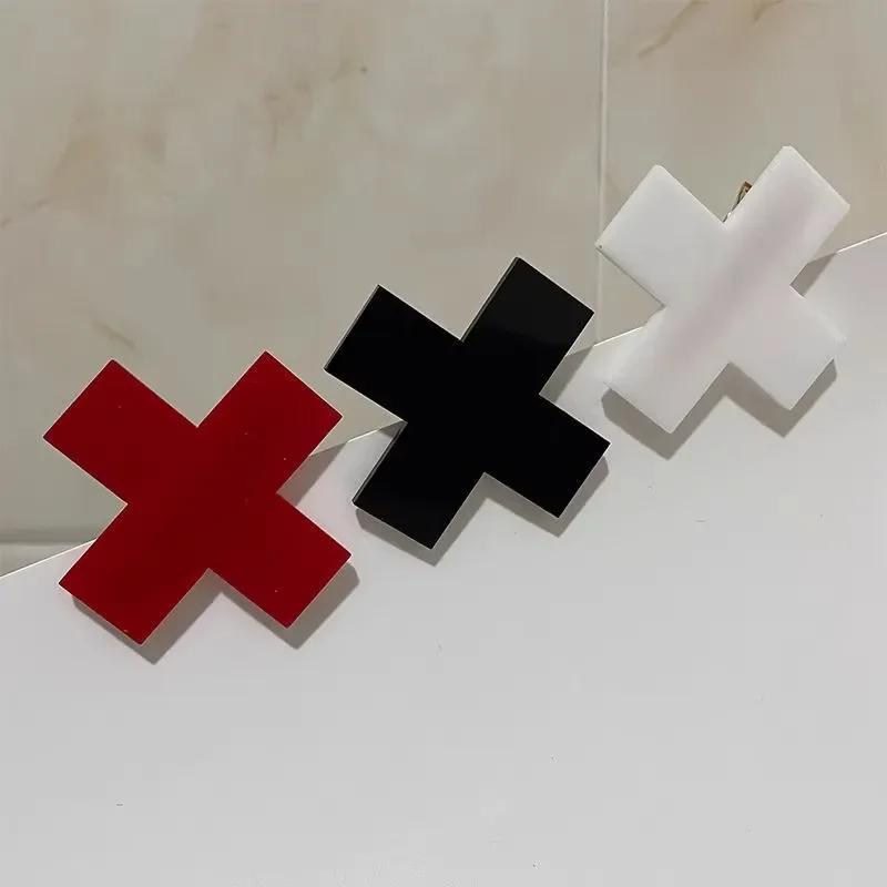 Y2K – pinces à cheveux croix rouge pour filles, accessoires pour cheveux, Barrettes hip hop Punk, ép