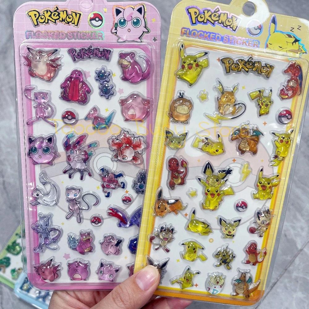 Autocollants 3D en résine Anime Pokemon mignons, autocollants en gelée Pikachu Kawaii, autocollants