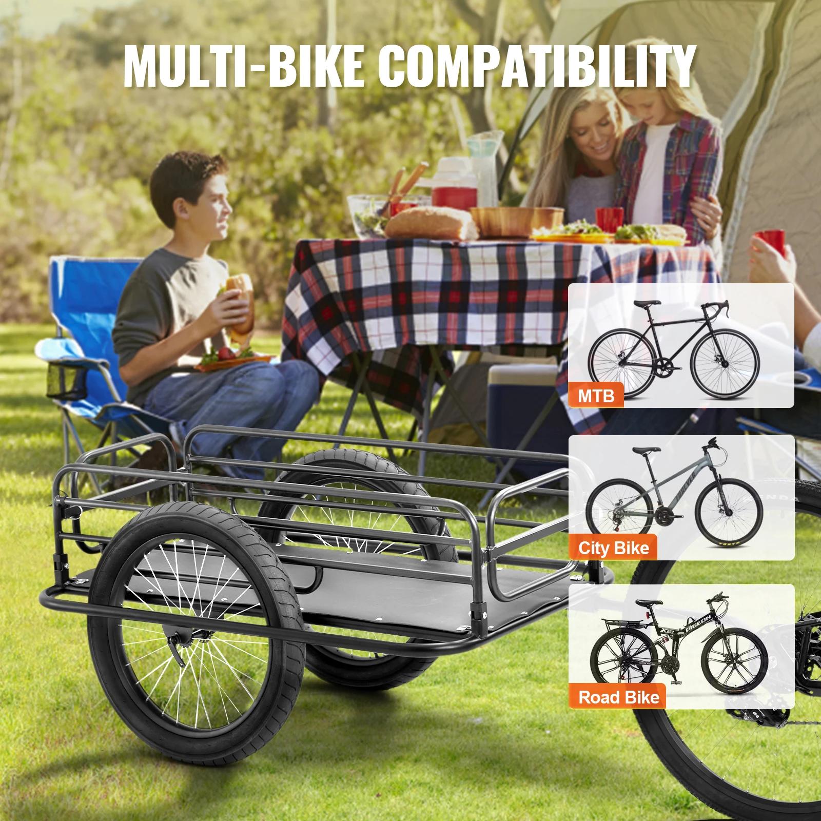 SucceBuy Remorque de chargement de vélo de 275 lb, chariot de vélo, rangement compact pliable avec a