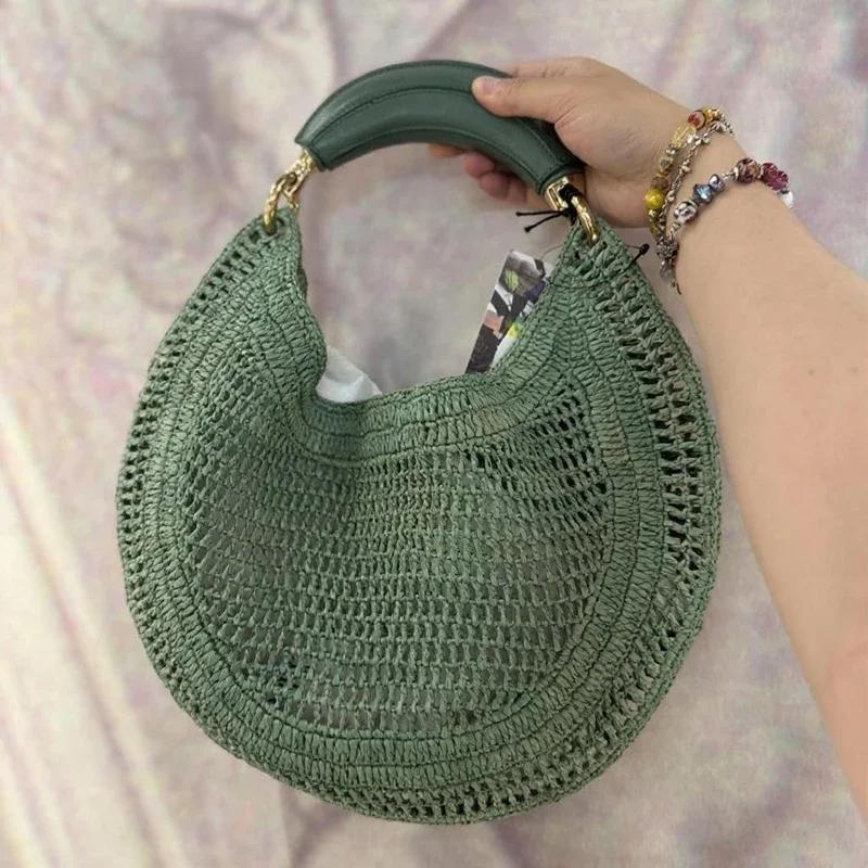Sac à main de luxe en forme de croissant, tissé, au design ajouré élégant, sac sous le bras pour fem