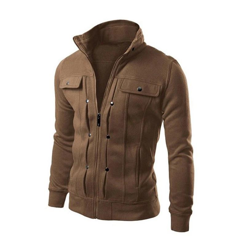 Nouveaux hommes vestes décontractée col montant sweat-shirt à glissière printemps automne Cardigan v