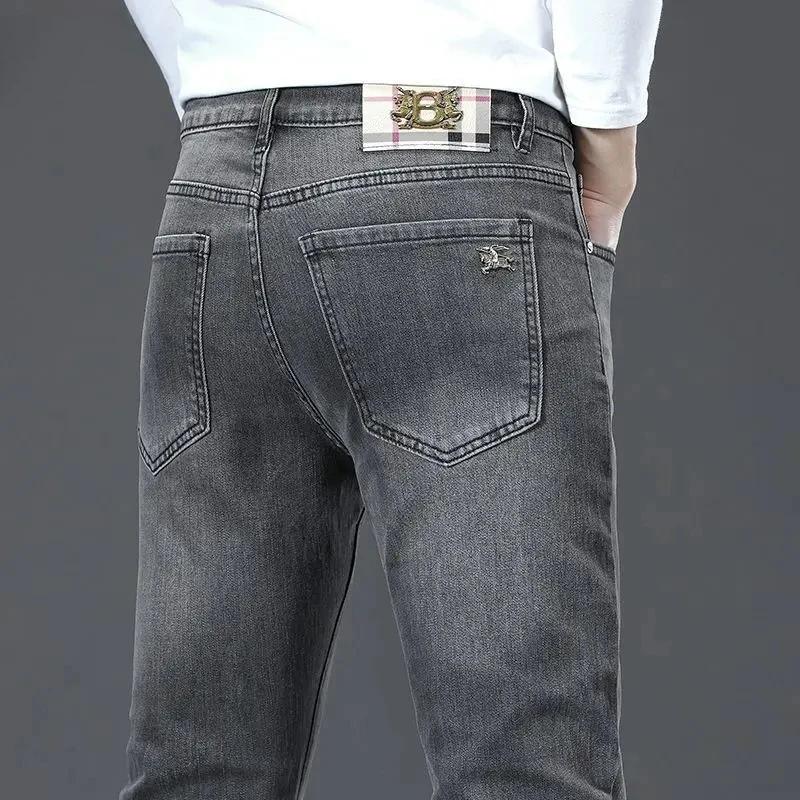 Jean pour homme, coupe slim élastique, jambe droite légère, denim haut de gamme, pantalon long en de