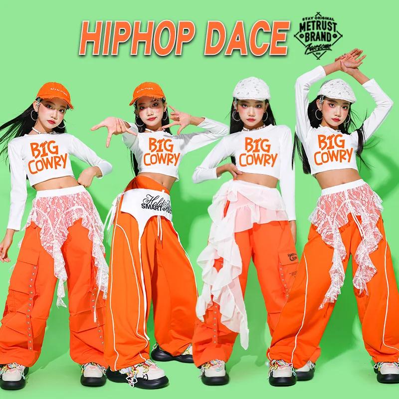 Crop top hip hop pour filles, pantalon cargo coloré, costumes pour enfants, streetwear pour enfants,