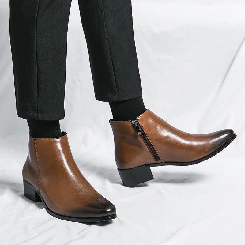 Bottines classiques en cuir noir pour hommes et femmes, style britannique, bout pointu, bottes Chels