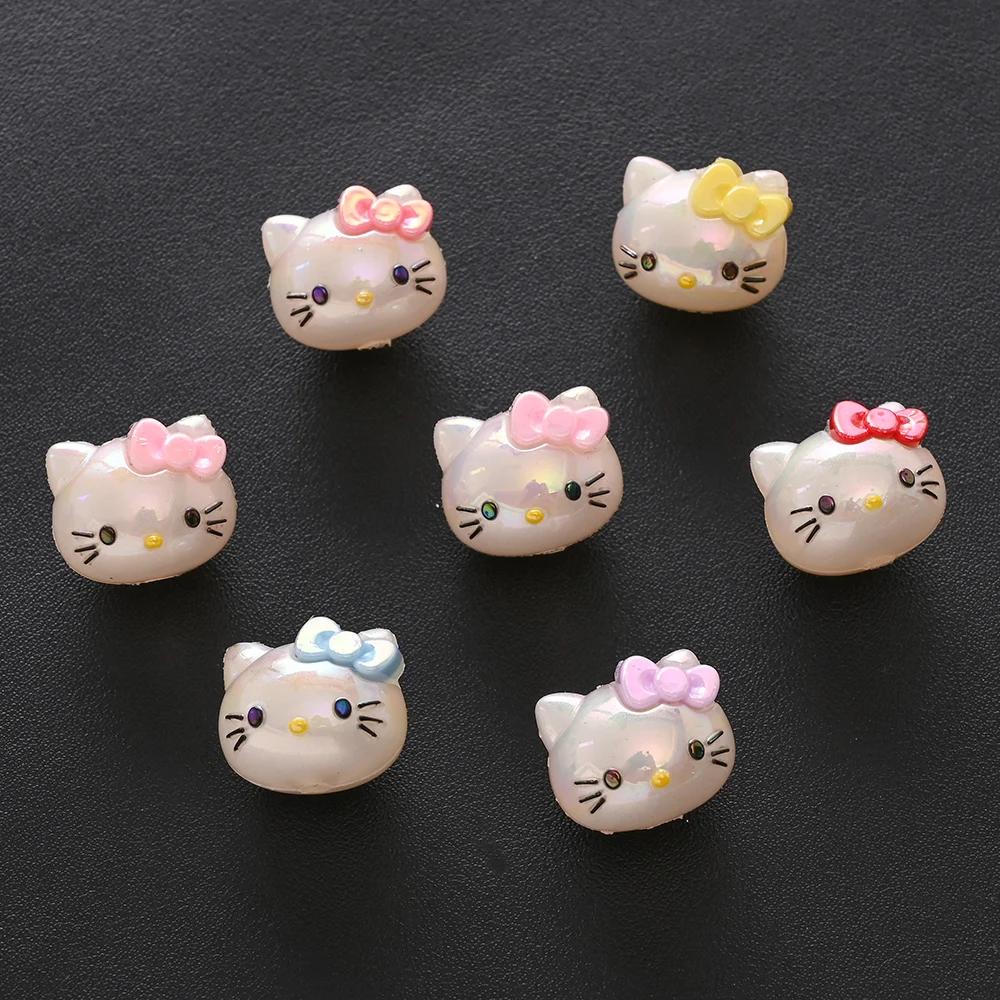 10 pièces mélange aléatoire de perles en résine Hello Kitty tête Focus perle pour bébé dentition suc