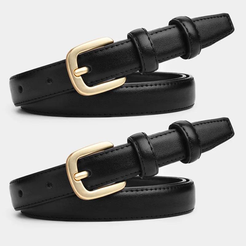 Ceinture noire pour femmes, 2 pièces, mode rétro, boucle à aiguille, ceinture en jean, sangle décont